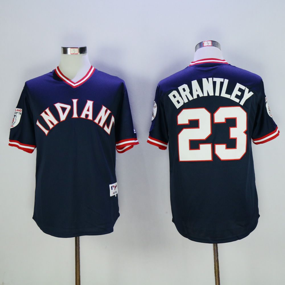 Men Cleveland Indians #23 Brantley Blue 1976 MLB Jerseys